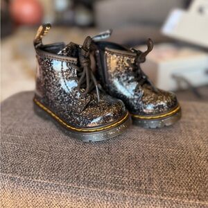 Kids Glitter Dr Martens Black Boots